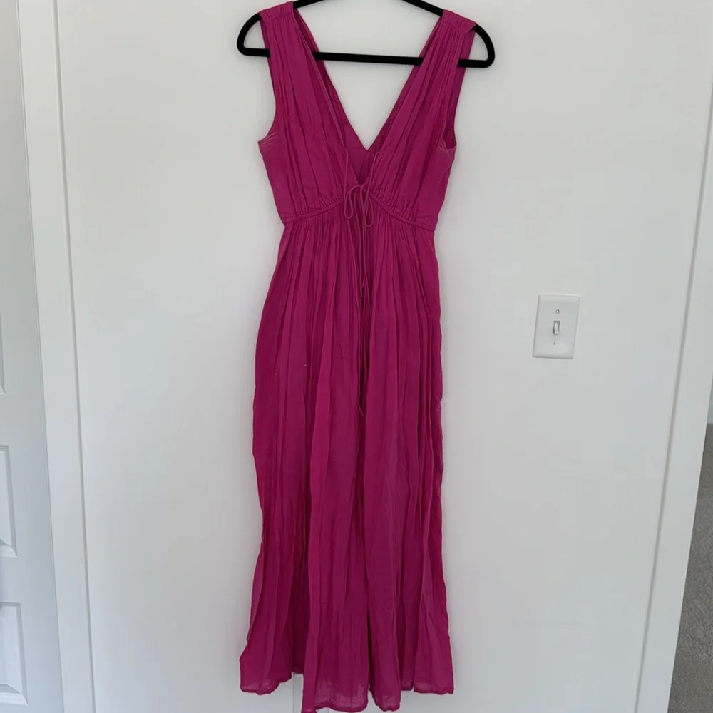 Abercrombie & Fitch Sleeveless Tie Front Maxi Dress, Pink - Size M - Picture 8 of 10